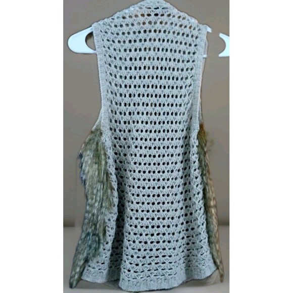 Ella Moss XS Faux Fur Vest Crochet Back Boho Chic Cashmere Blend Soft Y2K Retro - Picture 4 of 9